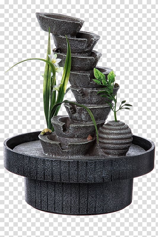 Garden Fountain Flowerpot, zen transparent background PNG clipart