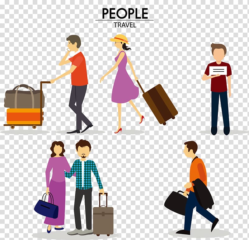 people travel illustration, Guangzhou Baiyun International Airport Travel Baggage Icon, Travel Travel Illustration material transparent background PNG clipart
