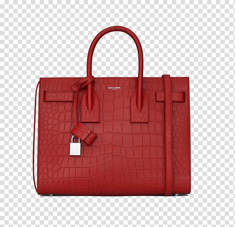 Tote bag Handbag Yves Saint Laurent Leather, SaintLaurent red bag with lock transparent background PNG clipart