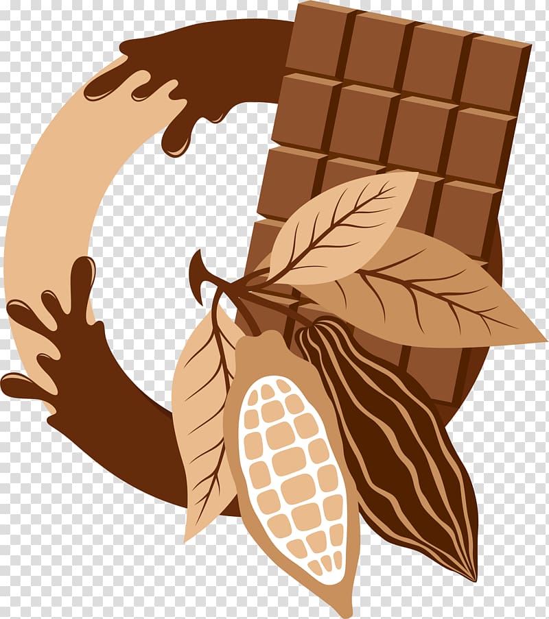 Brown simple chocolate plant decoration pattern transparent background PNG clipart