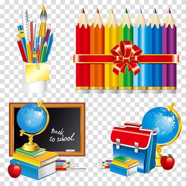 School supplies, Beautiful campus school supplies transparent background PNG clipart