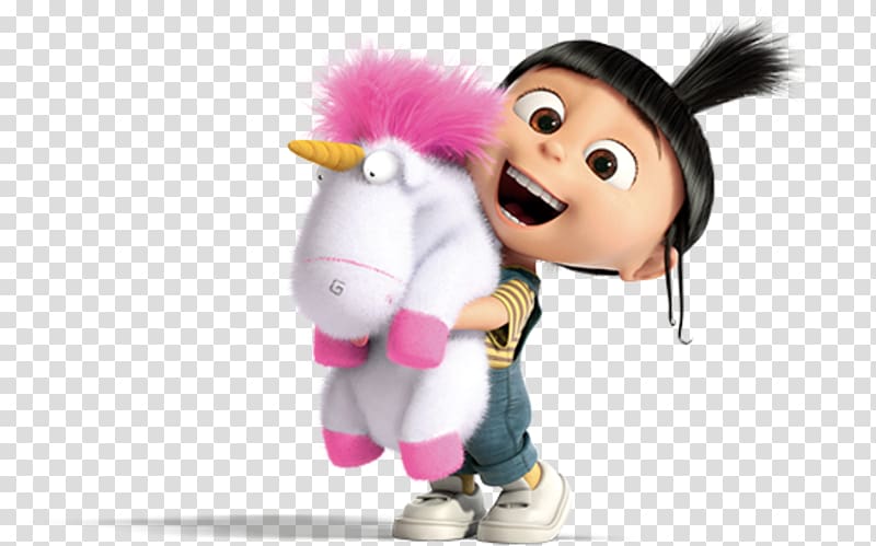 Girl holding unicorn plush toy illustration, Agnes Despicable Me
