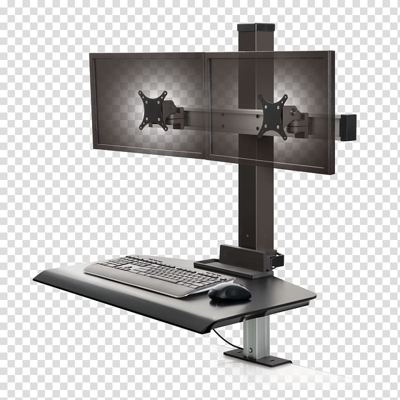 Sit-stand desk Standing desk Computer Monitors Multi-monitor, Computer transparent background PNG clipart