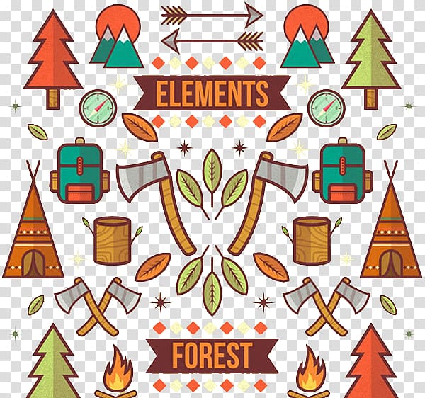 Elements Forest illustration, Camping Tree , Forest Camping element transparent background PNG clipart