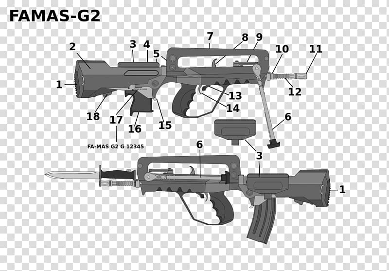 STANAG magazine FAMAS Bullpup Assault rifle, grenade launcher transparent background PNG clipart