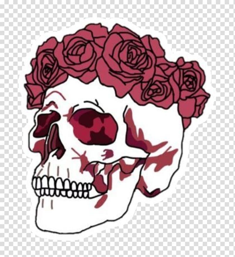 Skull Flower Skeleton, picsart stickers transparent background PNG clipart