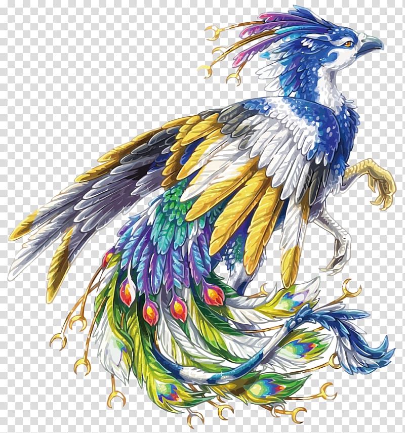 multicolored griffin bird art, Bird Peafowl, bird transparent background PNG clipart