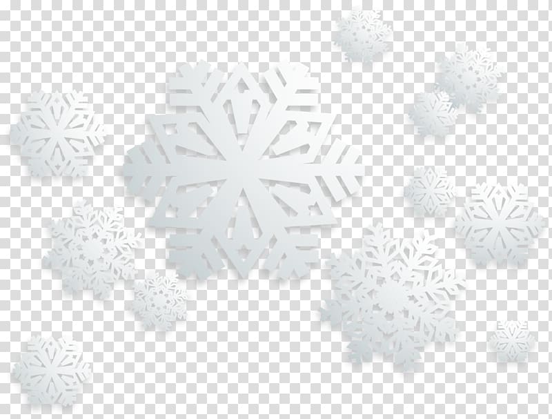 Black and white Snowflake Pattern, Sky snow winter material transparent background PNG clipart