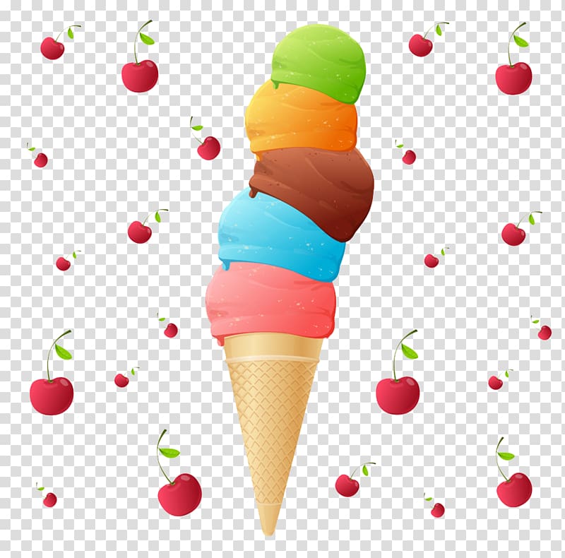 Ice cream cone Pistachio ice cream, Free ice cream cartoon cherry buckle creative decorative embellishment transparent background PNG clipart