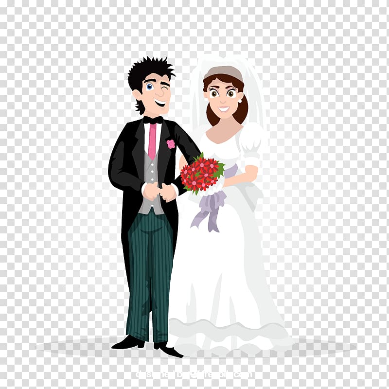 Bridegroom Marriage Illustration, Cartoon bride and groom transparent background PNG clipart