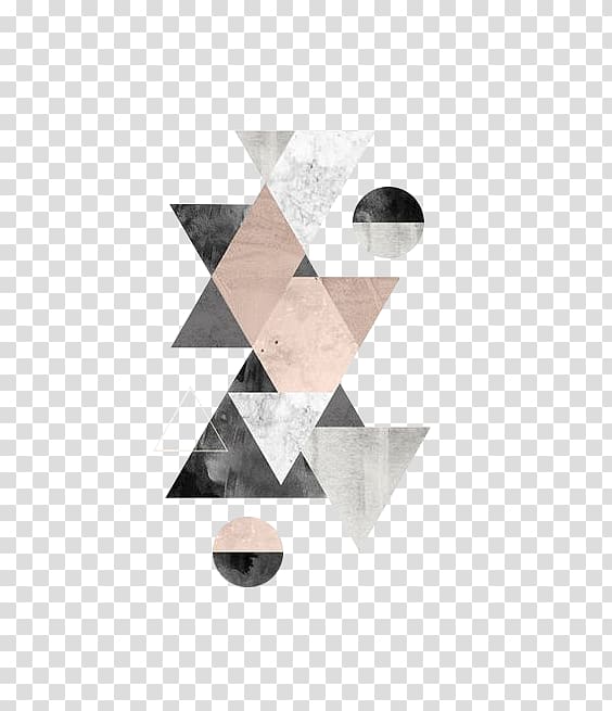 gray and pink geometric triangle illustration, Minimalism Abstract art Poster Watercolor painting Geometry, design transparent background PNG clipart