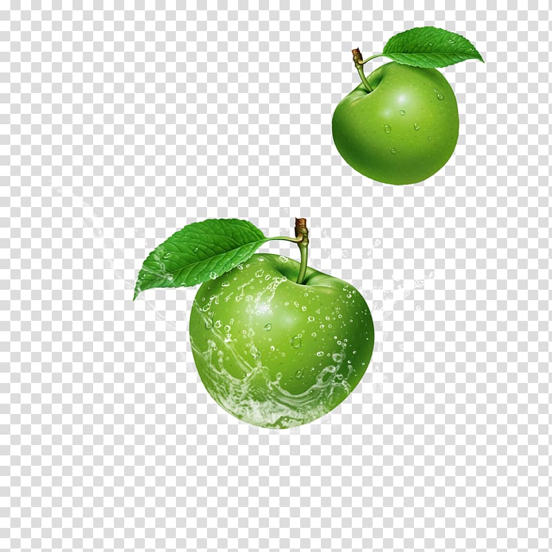two green apples, Apple juice Granny Smith, Fruit, green apple, juice, green transparent background PNG clipart