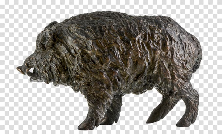 Wild boar Bronze sculpture Art, Boar Tusk transparent background PNG clipart