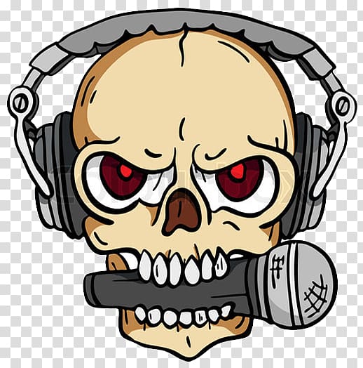 Microphone Headphones Drawing Skull, headset transparent background PNG clipart