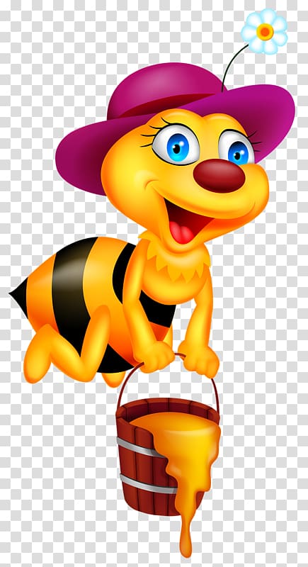 Honey bee Cartoon Illustration, bee transparent background PNG clipart