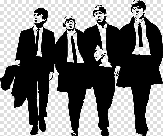 The Beatles stencil, The Beatles Abbey Road Silhouette , Business Man Silhouette transparent background PNG clipart