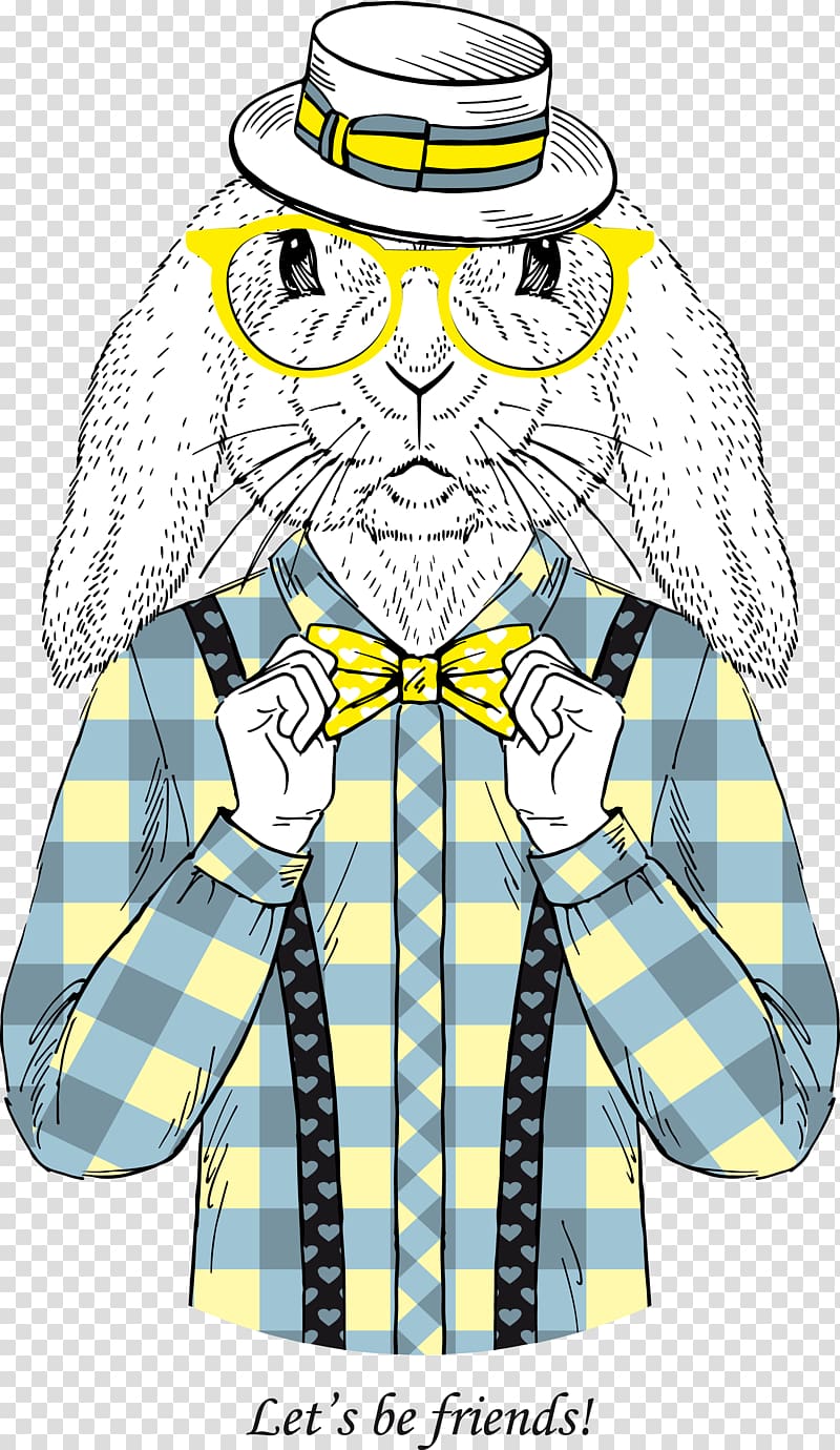 rabbit wearing hat , Fashion Painting Canvas Drawing, Mr. Rabbit transparent background PNG clipart