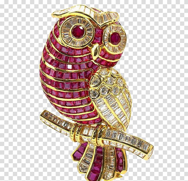 Jewellery Brooch Estate jewelry Ruby Pendant, owl transparent background PNG clipart