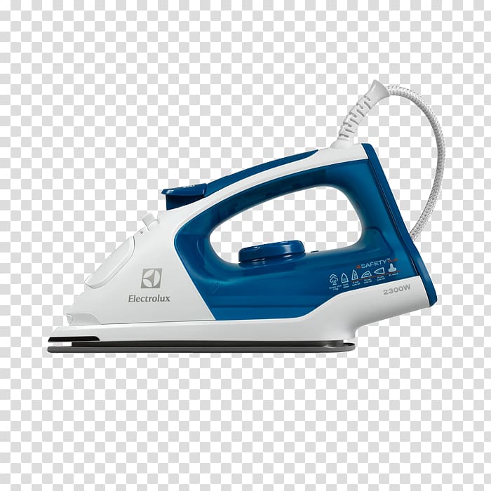 Clothes iron Electrolux 4Safety Plus EDB5220, Steam iron with auto shut-off, sole plate: GLISSIUM, 2300 W, clear blue Electrolux EDB5220 Iron Electrolux, Steam Generator Model EDBS7135, Blue/White, others transparent background PNG clipart