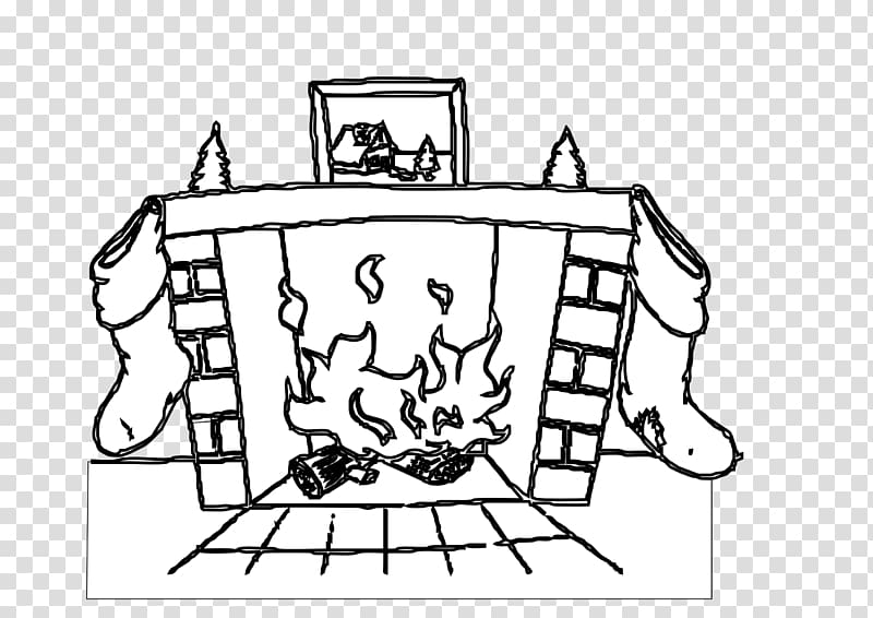 Santa Claus Fireplace mantel , Black Art Pics transparent background PNG clipart