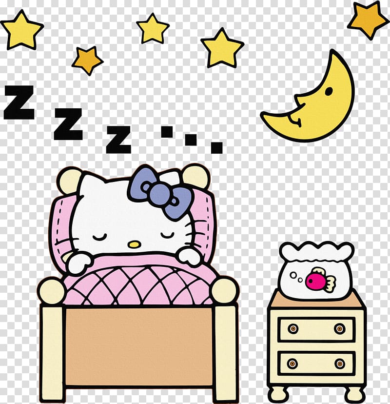 Hello Kitty sleeping on bed illustration, Hello Kitty Online Tenor Desktop , hello transparent background PNG clipart