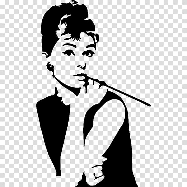 Art Painting Black and white Wall decal, audrey hepburn transparent background PNG clipart