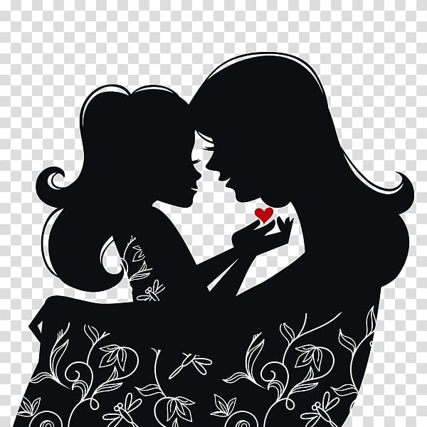 Mother Daughter , Silhouette transparent background PNG clipart