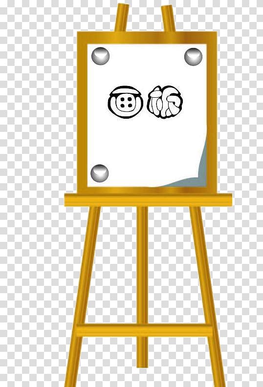 Table Easel Drawing board, Yellow frame Sketchpad transparent background PNG clipart