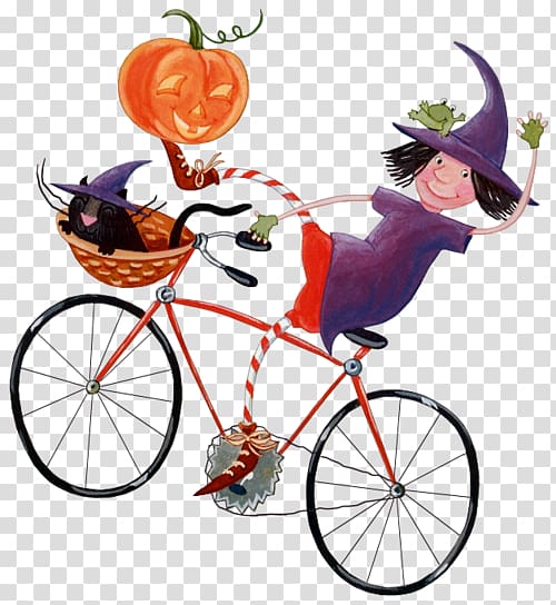 Halloween Message Boszorkxe1ny Orkut, The witch riding a bike transparent background PNG clipart