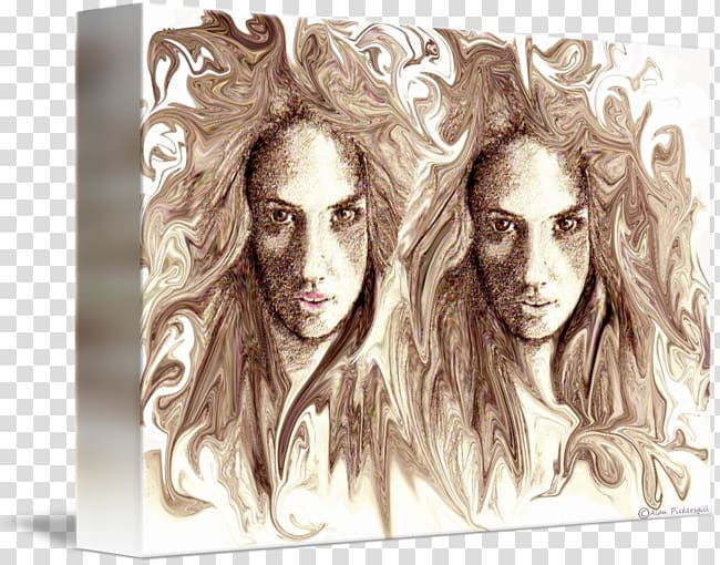 Portrait Art Drawing Sketch, identical twins transparent background PNG clipart