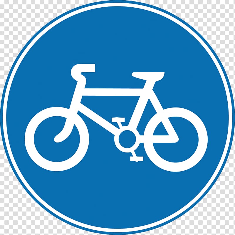 white and blue bike logo illustration, Bike path Bicycle Traffic sign Road Cycling, bicycle lane transparent background PNG clipart