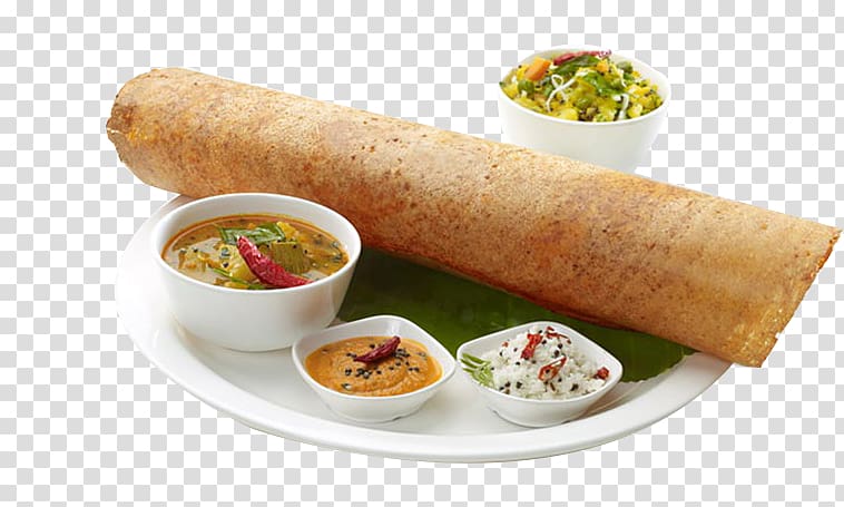 cooked food on plate and bowls, Masala dosa Indian cuisine Sambar Vegetarian cuisine, onion transparent background PNG clipart
