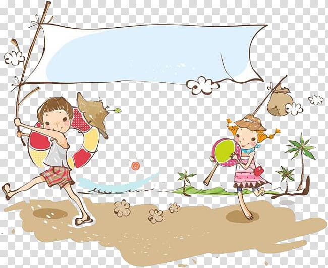Picnic Cartoon Illustration, Beach vacation travel transparent background PNG clipart