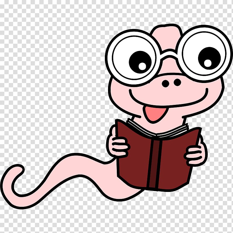 Reading Cartoon Book , Cartoon Worm transparent background PNG clipart