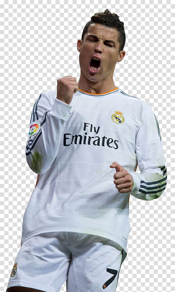 man wearing white jersey, Cristiano Ronaldo Real Madrid C.F. UEFA Champions League Portugal national football team Athlete, Cristiano Ronaldo Cr7 Football transparent background PNG clipart