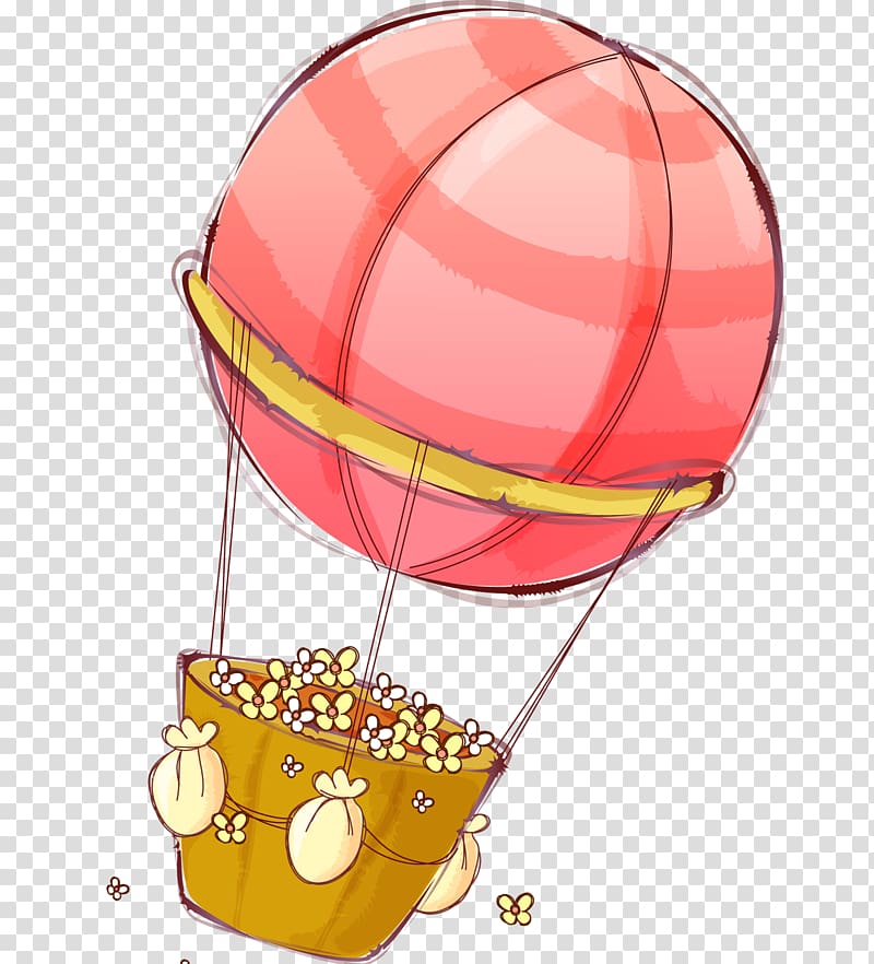 brown and pink hot air balloon illustration, Hot air balloon Watercolor painting, Pink hot air balloon transparent background PNG clipart