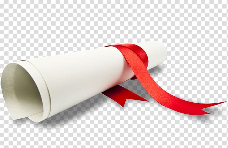 white printer paper with red ribbon art, Academic certificate Graduate diploma Academic degree Graduation ceremony, White diploma transparent background PNG clipart