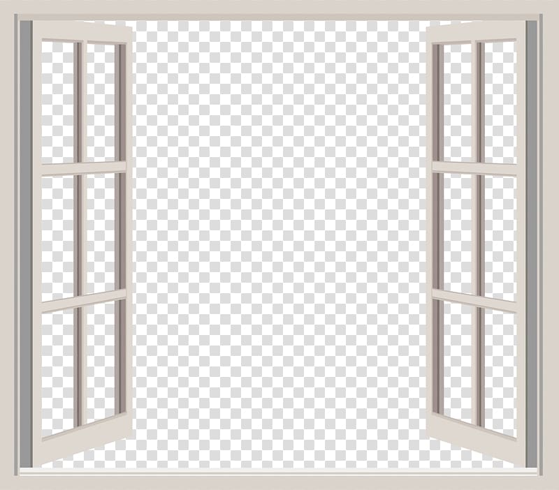 gray framed window illustration, Classic Open Window transparent background PNG clipart