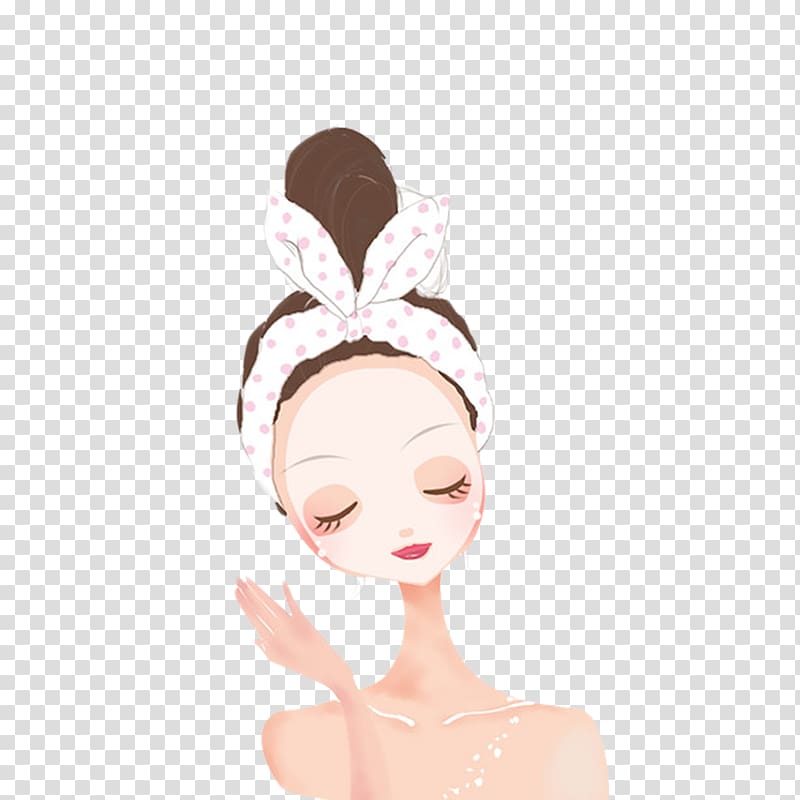 cartoon girl skin care mask transparent background PNG clipart