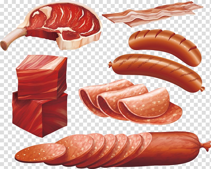 Sausage Hot dog Bacon Barbecue, Sausage and bacon transparent background PNG clipart