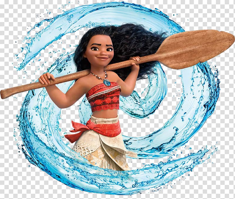 Disney Moana carrying boat paddle, Moana Birthday Party, luau invitation transparent background PNG clipart