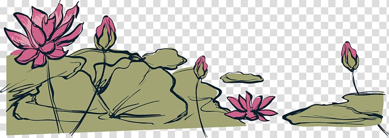 Mid-Autumn Festival Illustration, Hand painted lotus pond transparent background PNG clipart