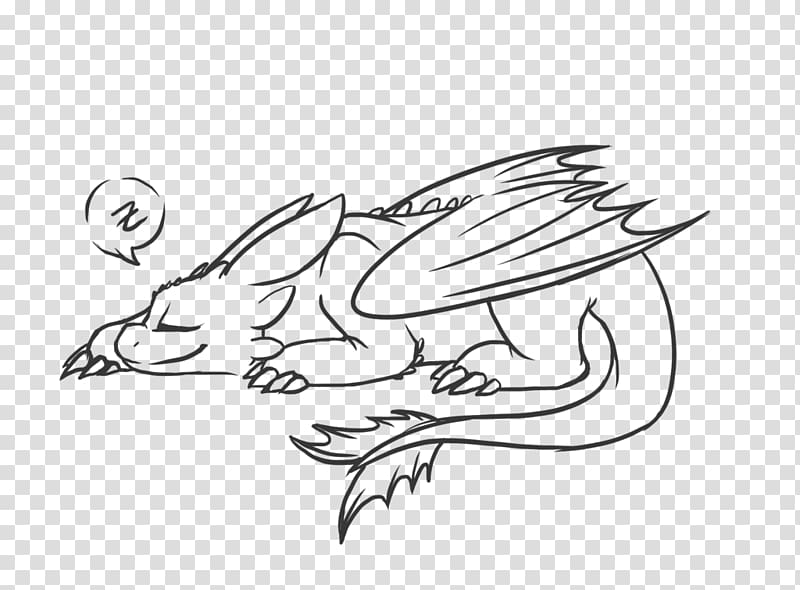 Line art How to Train Your Dragon Cartoon Comics Sketch, sleeping Dragon transparent background PNG clipart