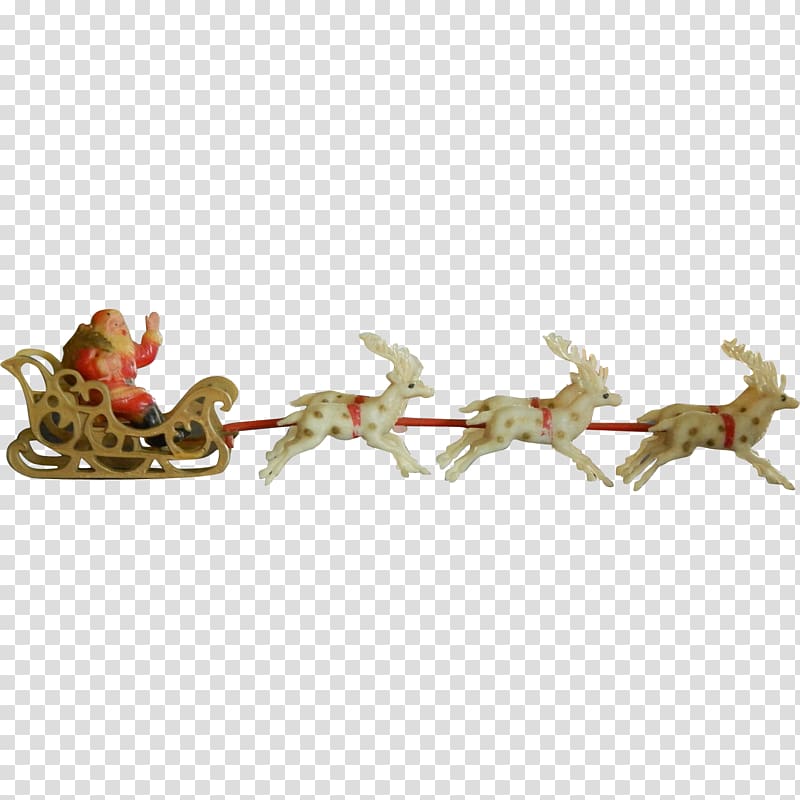 Reindeer Santa Claus Sled Christmas decoration Dollhouse, fly transparent background PNG clipart