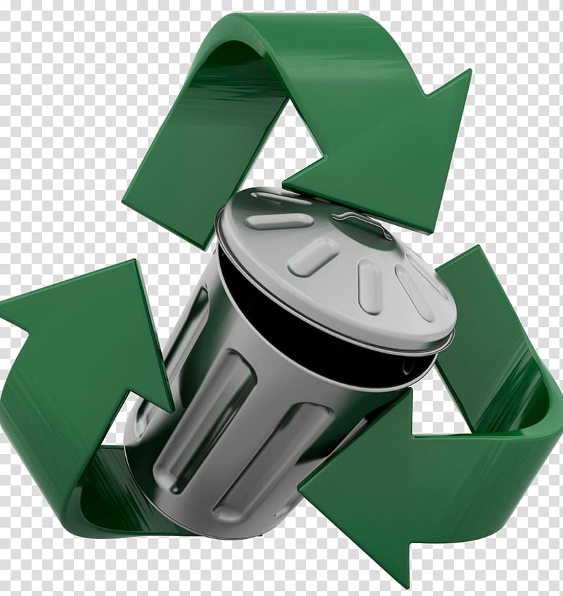 Recycling symbol Waste container Tin can, Green trash can transparent background PNG clipart