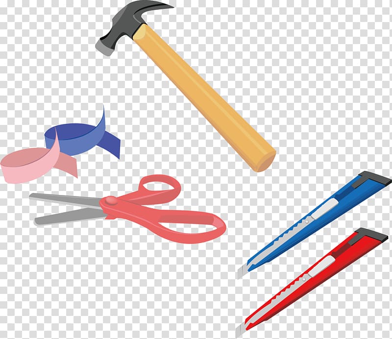 household tools hammer Scissors transparent background PNG clipart