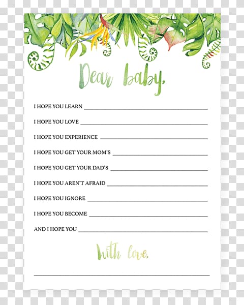Mother Goose Baby shower Nursery rhyme Game, green watercolor leaves transparent background PNG clipart
