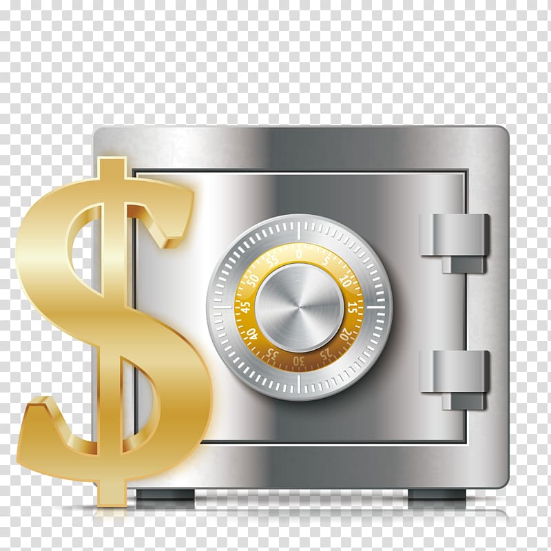 silver safety vault , Bank vault United States Dollar Coin, safety deposit box transparent background PNG clipart