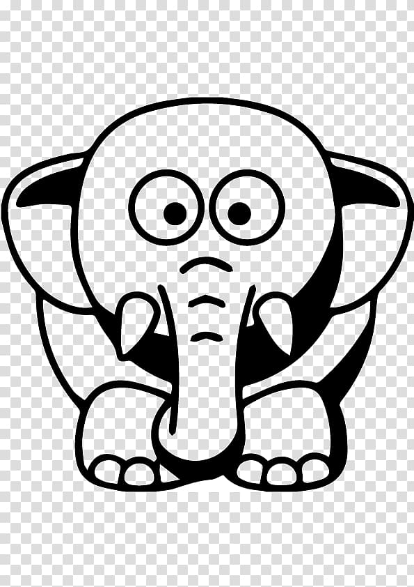 Elephant Cartoon Drawing Black and white , elephant transparent background PNG clipart