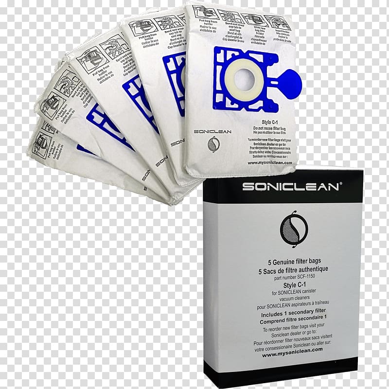 Soniclean Canister Filter Bags Brand Product, vacuum bags transparent background PNG clipart